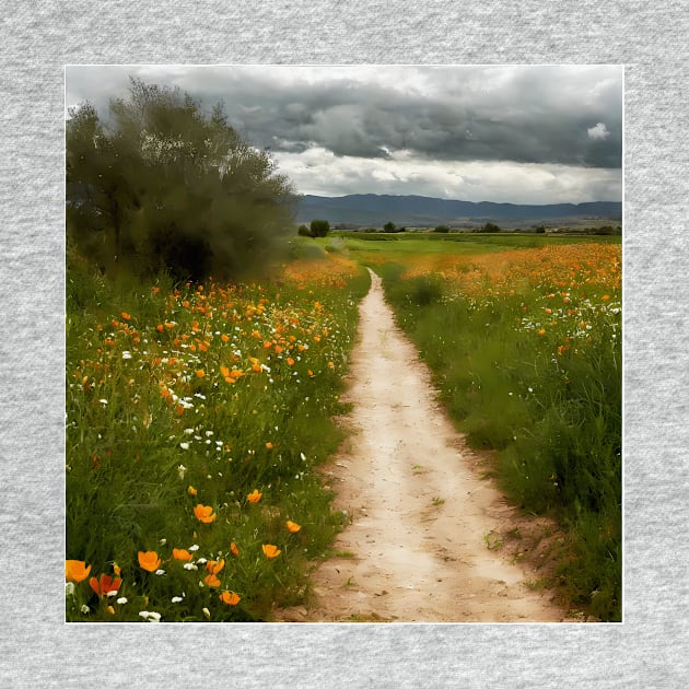 Painted path through fields and hills by KOTYA